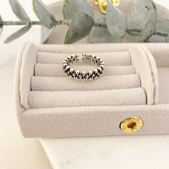 925 Sterling Silver Bead Ring Dainty Ring Band Thin Ring Stackable Ring Band - Picture 4 of 9